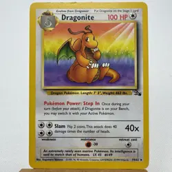 Dragonite - 19/62 - Fossil Set - Unlimited - Rare - Pokemon - WOTC - Played - Image 1