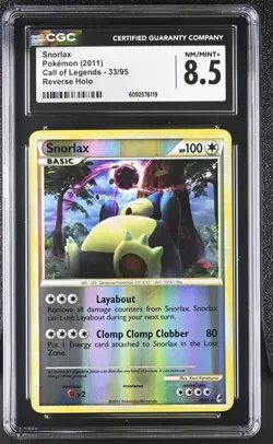 CGC 8.5 Snorlax 2011 Call of Legends 33/95 Reverse Holo Pokemon Card - Image 1