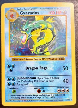 Gyarados 6/102 Holo Rare Base Shadowless Set Pokemon HP - Image 1