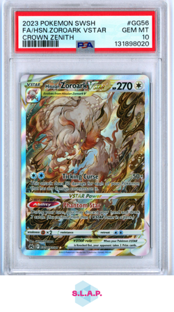 FA/HSN.ZOROARK VSTAR CROWN ZENITH POKEMON SWSH CROWN ZENITH 2023 GG56 PSA 10 - Image 1