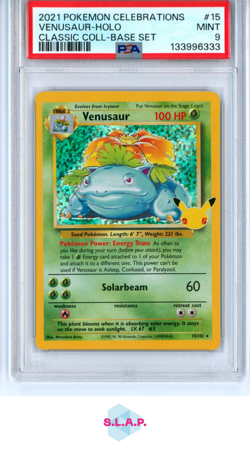VENUSAUR-HOLO CLASSIC COLL-BASE SET POKEMON CELEB CLSC. COLL. 2021 15 PSA 9 - Image 1