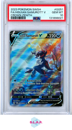 FA/HISUIAN SAMUROTT V CROWN ZENITH POKEMON SWSH CROWN ZENITH 2023 GG51 PSA 10 - Image 1