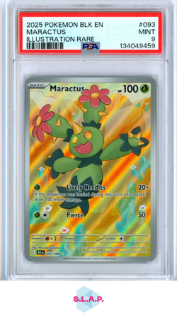 MARACTUS ILLUSTRATION RARE POKEMON BLK EN-BLACK BOLT 2025 093 PSA 9 - Image 1