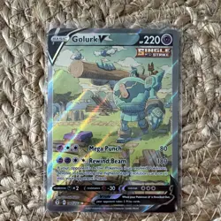 Pokemon TCG Golurk V Full Art Holo Ultra Rare Evolving Skies 182/203 English - Image 1