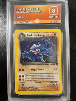 Pokemon TCG Dark Machamp Team Rocket Holo 10/82 PG 8 NM-MT With Swirl - Image 1