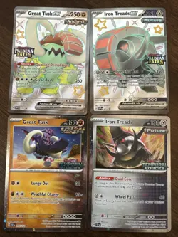 Pokemon Paldean Fates Great Tusk ex Iron Treads ex 072 073 Cosmos Holo Promo Set - Image 1