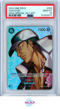 SAKAZUKI SPECI4L ALT ART ONE PIECE OP04-KINGDOMS OF INTRIGUE 2023 099 PSA 10 - Image 1
