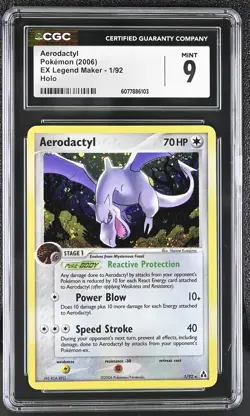 CGC 9 MINT Aerodactyl 2006 EX Legend Maker 1/92 Holo Pokemon Card - Image 1