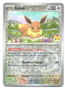 Eevee 074/131 Pikachu Stamp Promo Pokemon Day 2025 Prismatic Reverse Holo Card - Image 1