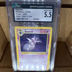Pokemon Haunter Fossil 6/62 Holo Stain Error CGC 5.5 Rare 1999 - Image 1