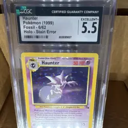 Pokemon Haunter Fossil 6/62 Holo Stain Error CGC 5.5 Rare 1999 - Image 3