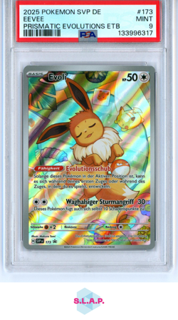 EEVEE PRISMATIC EVOLUTIONS ETB POKEMON GER SVP DE-SV BLCK STR PRM 2025 173 PSA 9 - Image 1