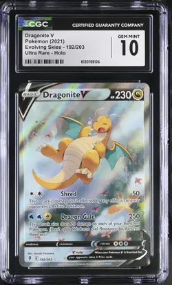 CGC 10 Dragonite V 192/203 Alternate Full Art Evolving Skies Pokemon Card - Image 1