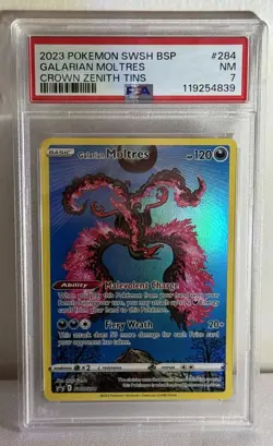 PSA 7 Galarian Moltres SWSH284 Promo Crown Zenith Holo Pokemon Card - Image 1