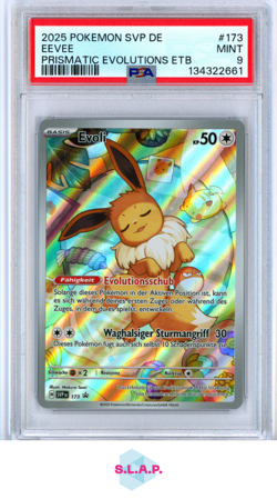 EEVEE PRISMATIC EVOLUTIONS ETB POKEMON GER SVP DE-SV BLCK STR PRM 2025 173 PSA 9 - Image 1