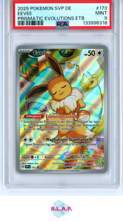 EEVEE PRISMATIC EVOLUTIONS ETB POKEMON GER SVP DE-SV BLCK STR PRM 2025 173 PSA 9 - Image 1