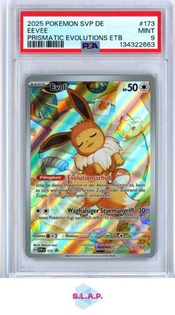 EEVEE PRISMATIC EVOLUTIONS ETB POKEMON GER SVP DE-SV BLCK STR PRM 2025 173 PSA 9 - Image 1