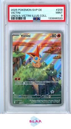 VICTINI UNOVA VICTINI ILLUS COLL POKEMON GER SVP SV BLCK STR PRM 2025 208 PSA 9 - Image 1