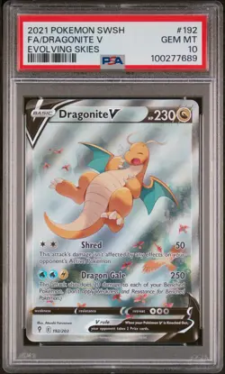 2021 Pokemon Dragonite V Alt Art Evolving Skies #192 PSA 10 - Image 1