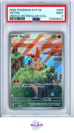 VICTINI UNOVA VICTINI ILLUS COLL POKEMON GER SVP SV BLCK STR PRM 2025 208 PSA 9 - Image 1
