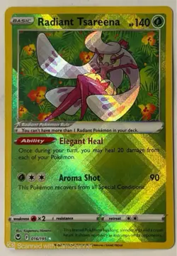 Radiant Tsareena 16/195 Pokemon Silver Tempest Holo Ultra Rare - Image 1