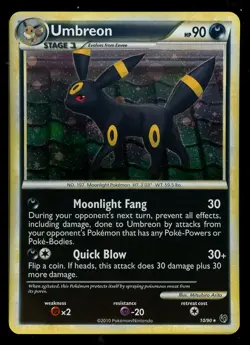 Pokemon Umbreon 10/90 HeartGold & SoulSilver Undaunted Holo Near Mint DAMAGED - Image 1