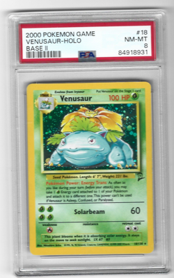 Venasaur Holo Rare - 2000 Pokemon BASE SET II 18/130 PSA 8 NM-MT - Image 1