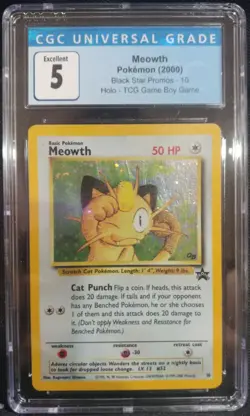 Meowth 10 Game Boy Game Black Star Promos Holo Rare CGC 5 Excellent Pokemon TCG - Image 1