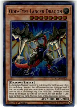 Yugioh Odd-Eyes Lancer Dragon BLLR-EN001 Ultra Rare 1st Ed NM - Image 1