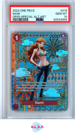 NAMI ONE PIECE OP01-016 2023 OP05 AWAK OF THE NEW ERA SPEC ALT ART EN PSA 10 - Image 1