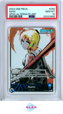 NAMI ONE PIECE OP03-040 2023 OP03 PILLARS OF STRG. ALT ART LEADER EN PSA 10 - Image 1