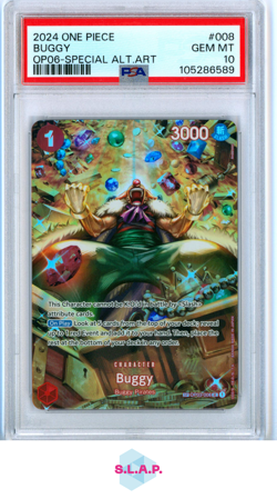 BUGGY ONE PIECE OP03-008 2024 OP06 WINGS OF CAPTAIN SPECI4L ALT ART EN PSA 10 - Image 1