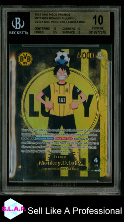 MONKEY D. LUFFY ONE PIECE ST13-003 2025 BVB X ONE PIECE COLL. HOLO EN BGS 10 - Image 1