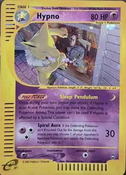 Pokemon TCG Hypno Aquapolis Holo Rare H12/H32 80 HP Stage 1 Card 2002 - Image 1