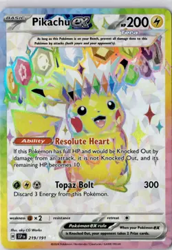 PIkachu ex 219/191 SSP Surging Sparks FULL ART Ultra Rare NM Pokemon Card - Image 1