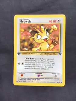 Pokemon Cards: Team Rocket 1st Edition Common: Meowth 62/82 - Image 1