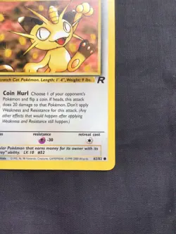 Pokemon Cards: Team Rocket 1st Edition Common: Meowth 62/82 - Image 4