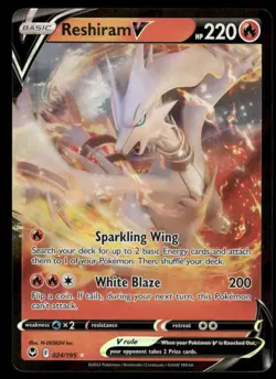 Pokemon Cards Reshiram V 024/195 Silver Tempest Holo Rare V NM - Image 1