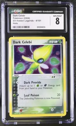CGC 8 NM/MINT Dark Celebi 2004 EX Hidden Legends #4/101 Holo Pokemon Card - Image 1