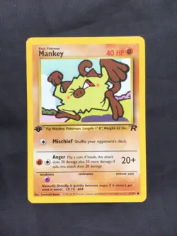 Pokemon Cards: Team Rocket 1st Edition Common: Mankey 61/82 - Image 1