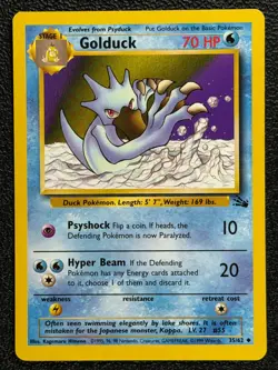 Golduck 35/62 Base Set Series Fossil UNCOMMON Stage 1 Pokemon Card 1999 WOTC NM - Image 1