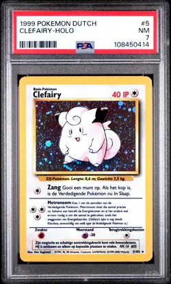 1999 POKEMON DUTCH #5 CLEFAIRY-HOLO PSA 7 - Image 1