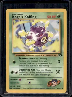 Koga's Koffing 48/132 Pokemon Card Gym Challenge Uncommon WOTC - HP - Image 1