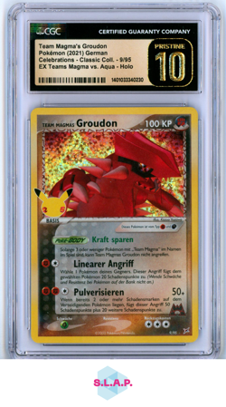 TEAM MAGMAS GROUDON POKEMON 9/95 2021 CELEBRATIONS HOLO GERMAN CGC 10 - Image 1