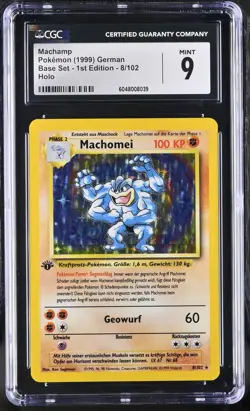 CGC 9 MINT Machamp 1999 Base Set GERMAN 1st Edition 8/102 Holo Pokemon Card - Image 1