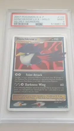 Pokemon 2007 Secret Wonders Honchkrow LV.X Holo #132/132 PSA9 - Image 1
