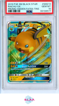 RAICHU GX PROMO-HIDDEN FATES TINS POKEMON SM BLACK STAR PROMO 2019 SM213 PSA 10 - Image 1