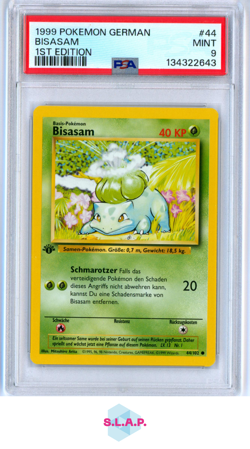 BISASAM 1ST EDITION POKEMON GERMAN 1999 44 PSA 9 - Image 1