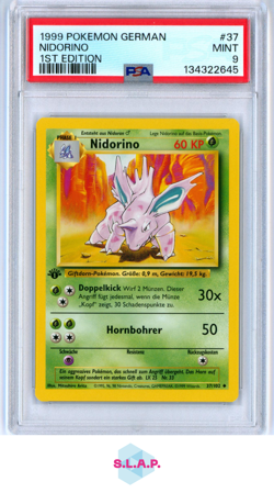 NIDORINO 1ST EDITION POKEMON GERMAN 1999 37 PSA 9 - Image 1