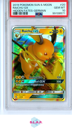 RAICHU GX HIDDEN FATES-GERMAN POKEMON SUN & MOON HIDDEN FATES 2019 20 PSA 10 - Image 1